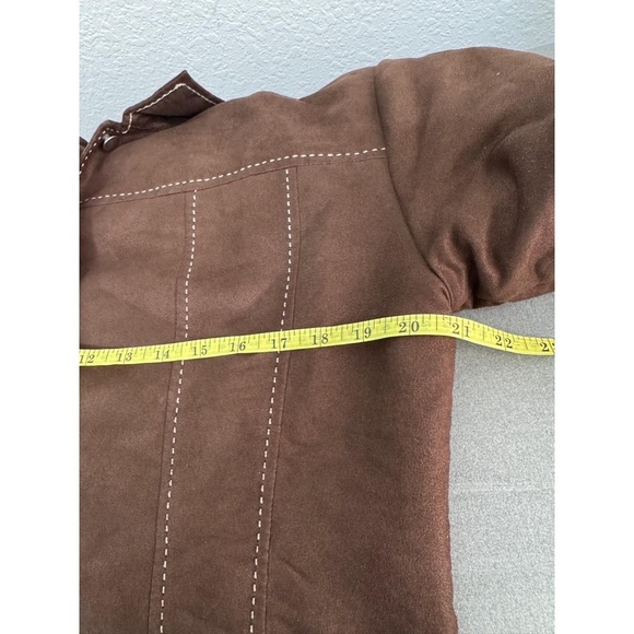 Vintage Decorated Originals Faux Suede Jacket Sz L  Hip-Length Brown Snap Button - Picture 6 of 7